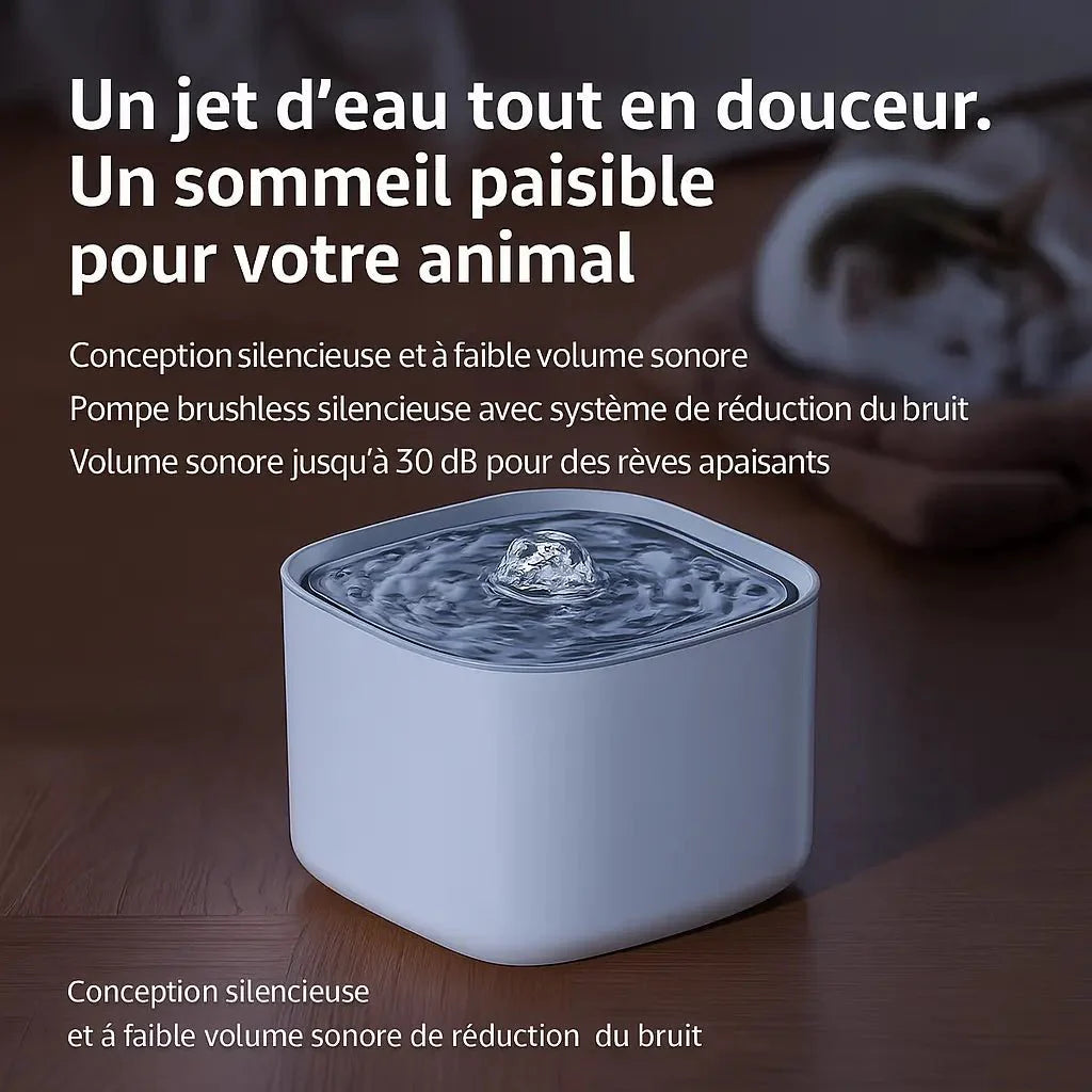HydroPaws™ – Fontaine à eau silencieuse 3L avec filtre et LED pour chats et chiens
